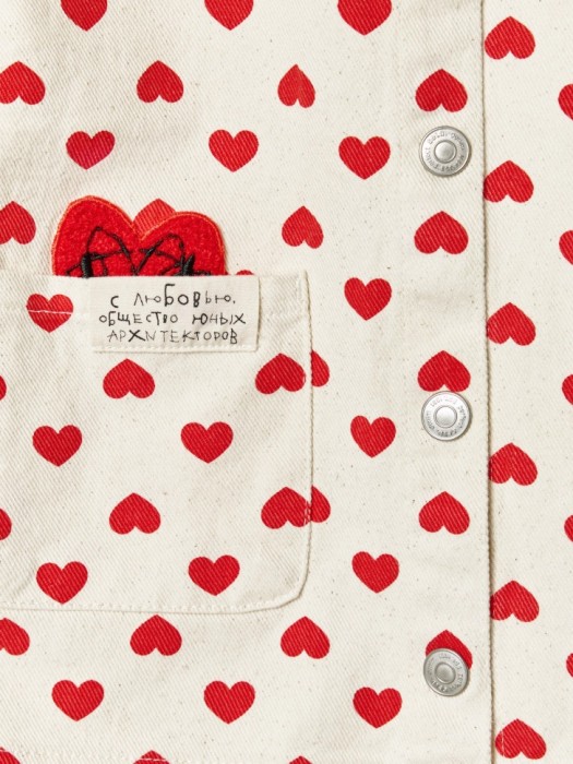 джинсовая куртка для девочек из коллекции art people с «обществом юных архитекторов» из россии вид сбоку