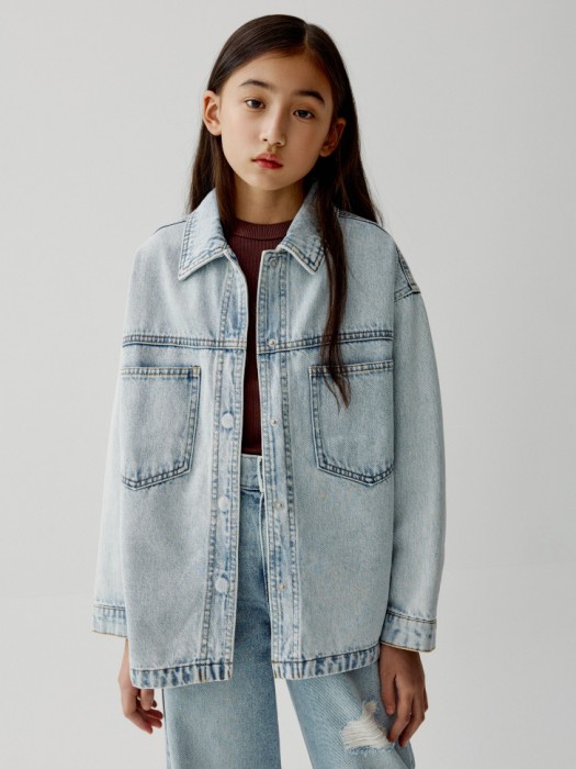 джинсовая куртка-рубашка для девочек по цене 3299 руб вид справа