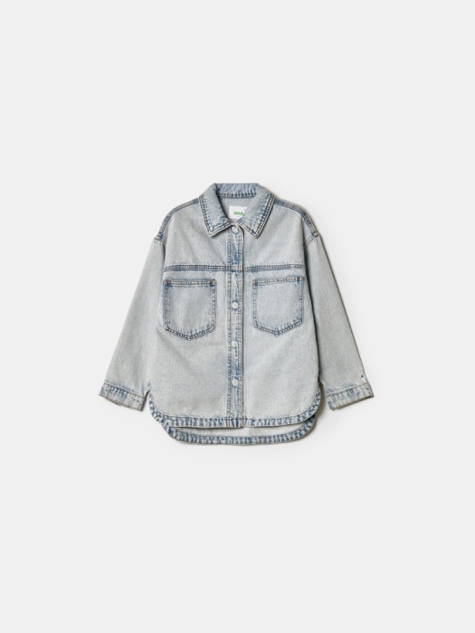 джинсовая куртка-рубашка для девочек из россии вид сбоку