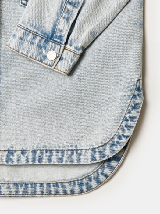 джинсовая куртка-рубашка для девочек винтажного стиля с лицевой стороны