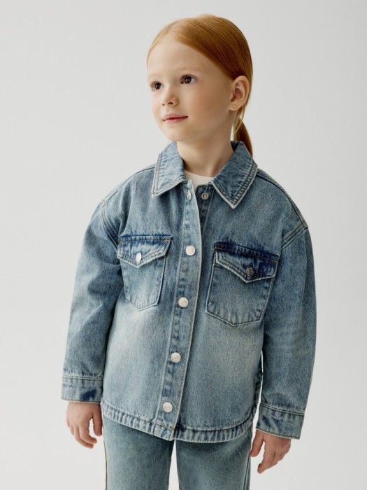 джинсовая куртка-рубашка для девочек 4610517528605 фотография
