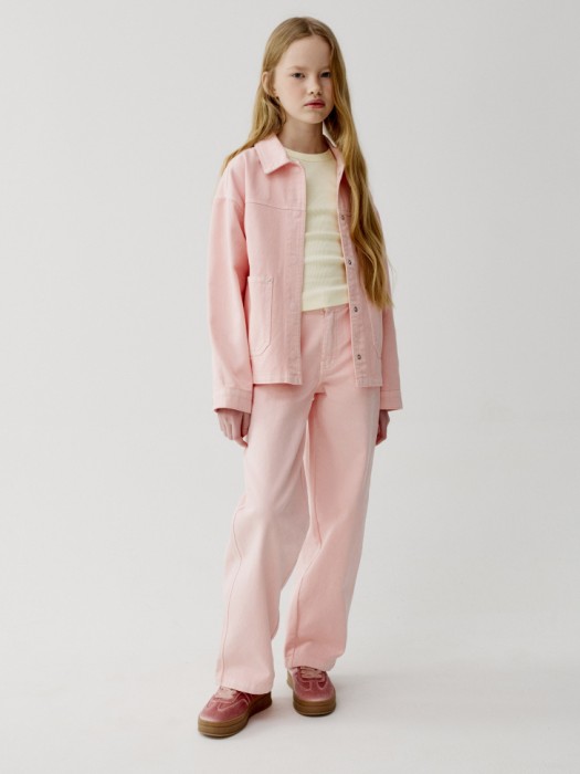 джинсовая куртка-рубашка для девочек от бренда sela вид слева