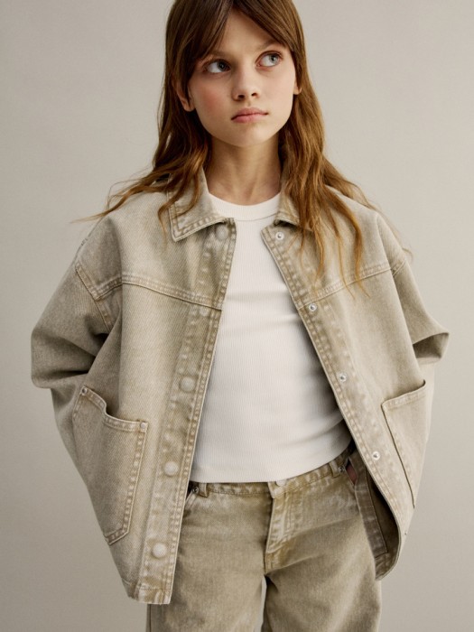 джинсовая куртка-рубашка для девочек из россии вид сбоку