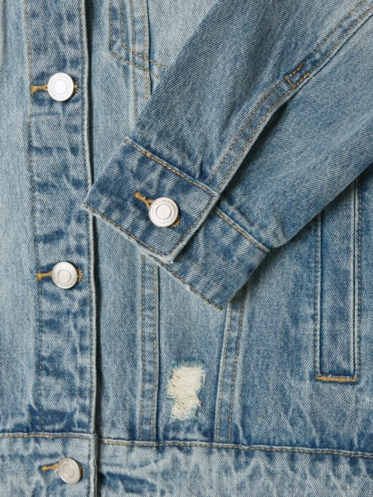 джинсовая куртка с принтом на спине для девочек универсального стиля с лицевой стороны