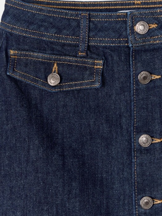 джинсовая мини-юбка на пуговицах от бренда sela вид слева