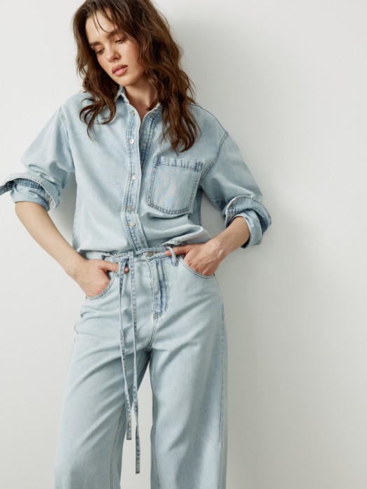 джинсовая рубашка оверсайз из смесового лиоцелла 4610517946263 фотография