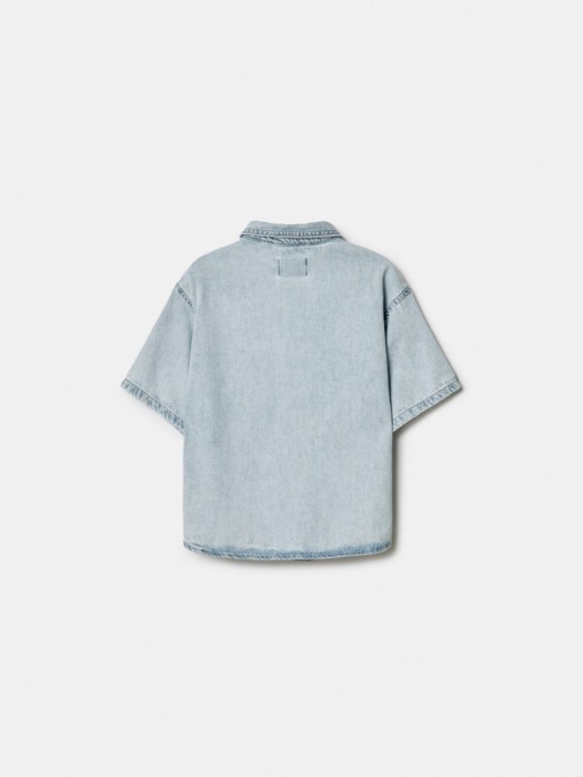 джинсовая рубашка с коротким рукавом для мальчиков из россии вид сбоку