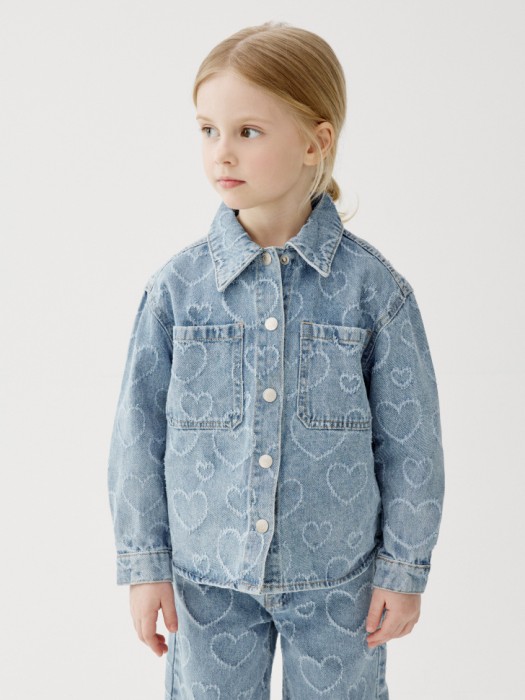 джинсовая рубашка с принтом для девочек 4610517539106 фотография