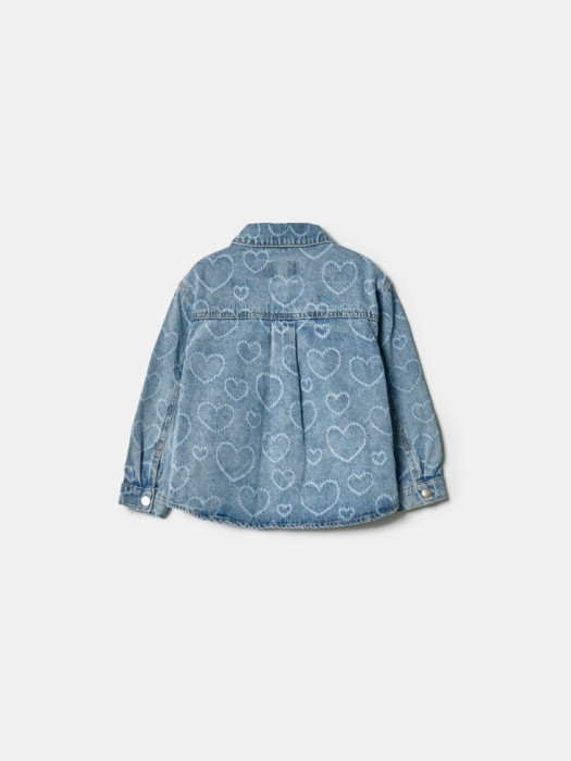 джинсовая рубашка с принтом для девочек из россии вид сбоку