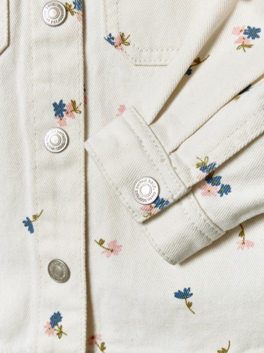 джинсовая рубашка с принтом для девочек из хлопка спереди