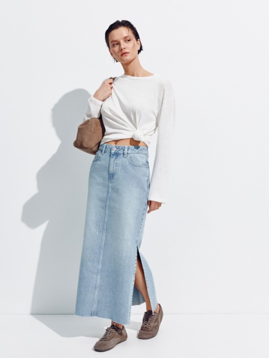 джинсовая юбка макси с боковыми разрезами 4610517477125 фотография