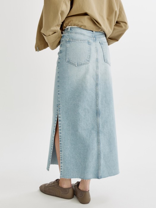 джинсовая юбка макси с боковыми разрезами из россии вид сбоку