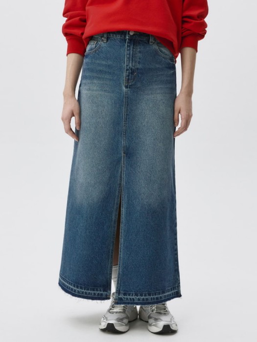 джинсовая юбка макси с разрезом 4680704516319 фотография