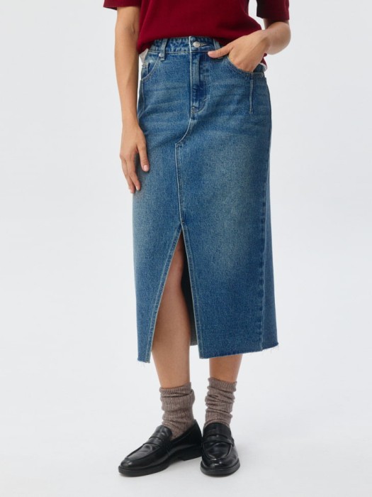 джинсовая юбка миди с разрезом 4680798613697 фотография