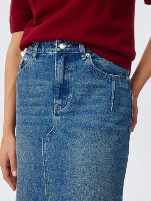 джинсовая юбка миди с разрезом из россии вид сбоку