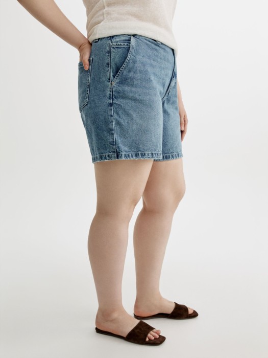 джинсовые шорты багги на резинке из россии вид сбоку