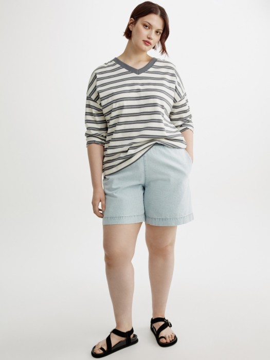 джинсовые шорты багги на резинке 4610517895660 фотография