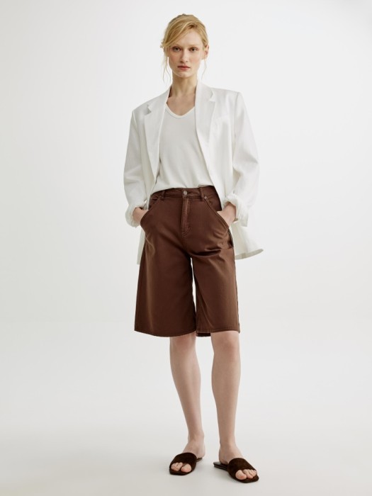 джинсовые шорты-бермуды премиум качества от бренда sela вид слева