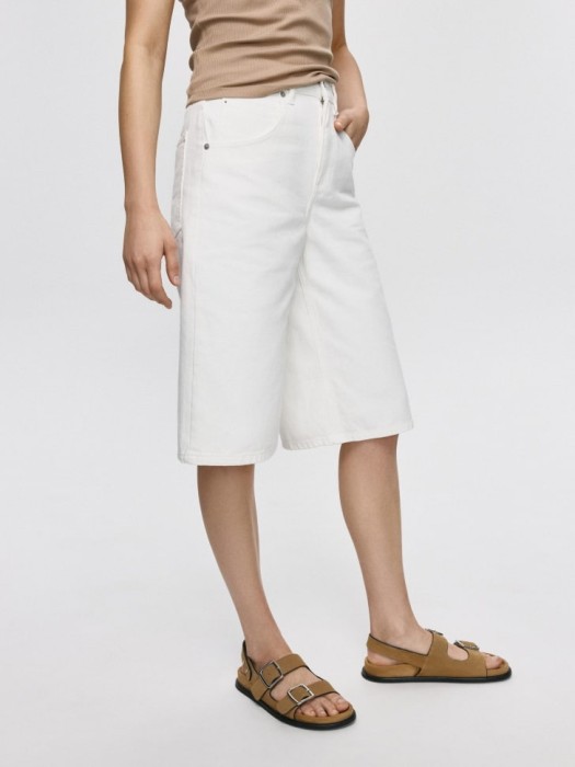 джинсовые шорты-бермуды с высокой посадкой по цене 3599 руб вид справа