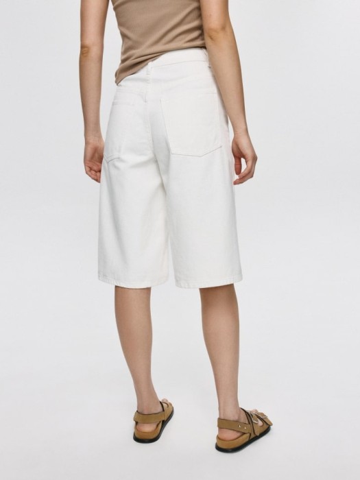 джинсовые шорты-бермуды с высокой посадкой из россии вид сбоку