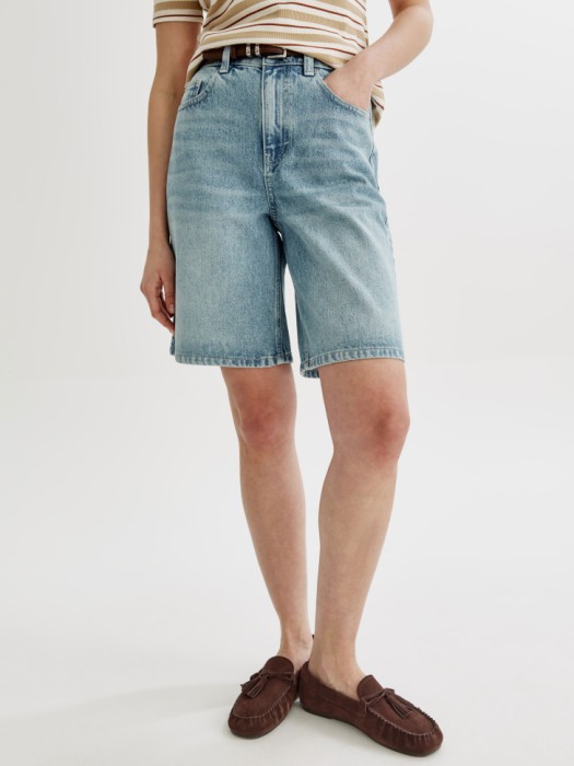 джинсовые шорты бермуды от бренда sela вид слева