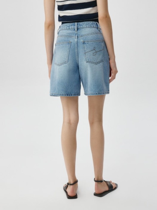 джинсовые шорты mom fit с вышивкой по цене 1999 руб вид справа