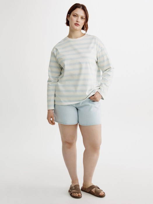 джинсовые шорты мом с высокой посадкой от бренда sela вид слева