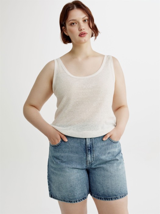 джинсовые шорты мом с высокой посадкой из джинсы и джинскота спереди