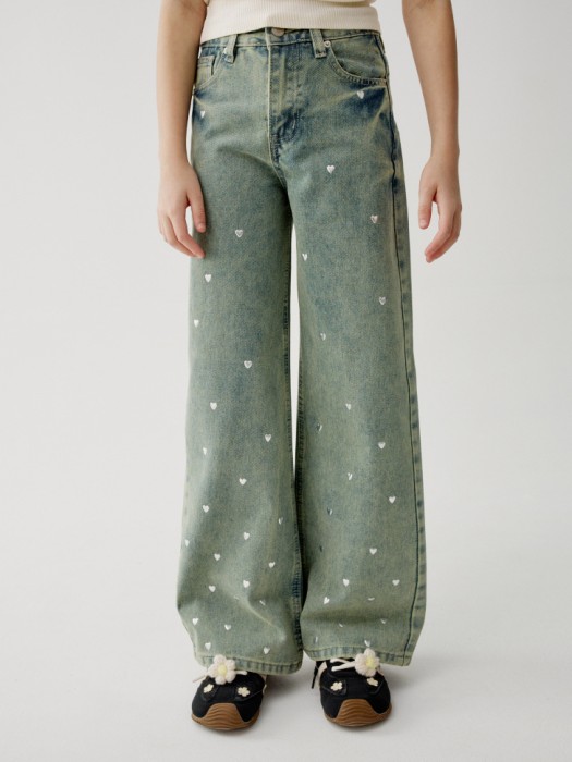 джинсы багги с металлическими заклепками для девочек от бренда sela вид слева