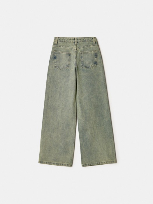 джинсы багги с металлическими заклепками для девочек из хлопка спереди