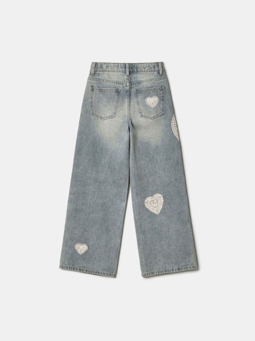 джинсы baggy с кружевной аппликацией для девочек по цене 3499 руб вид справа