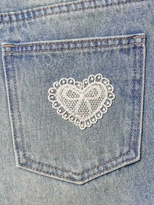джинсы baggy с кружевной аппликацией для девочек универсального стиля с лицевой стороны