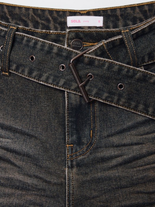 джинсы barrel с ремнем из линейки  young классического стиля с лицевой стороны