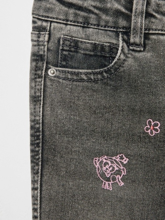 джинсы bootcut для девочек с вышивкой  x смешарики из россии вид сбоку