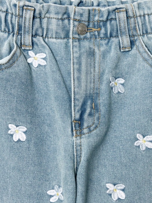 джинсы paperbag fit для девочек с вышивкой  x союзмультфильм из россии вид сбоку