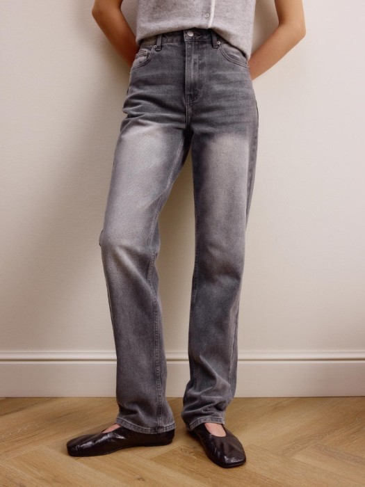 джинсы straight fit с эффектом стирки от бренда sela вид слева