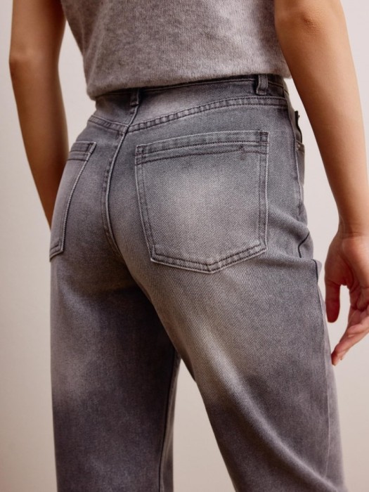 джинсы straight fit с эффектом стирки из хлопка спереди