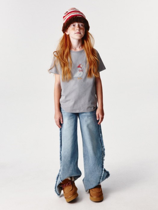 джинсы super wide с бахромой для девочек 4680798003382 фотография