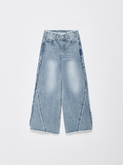 джинсы super wide с бахромой для девочек по цене 1999 руб вид справа