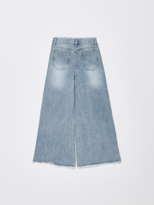 джинсы super wide с бахромой для девочек из россии вид сбоку