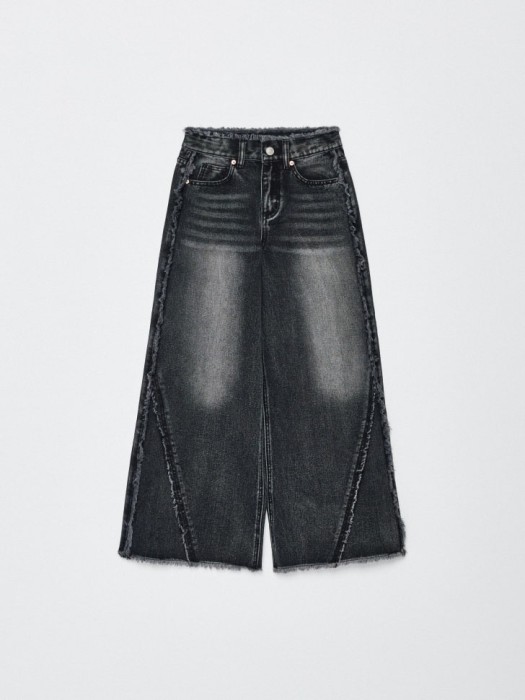 джинсы super wide с бахромой для девочек по цене 1999 руб вид справа