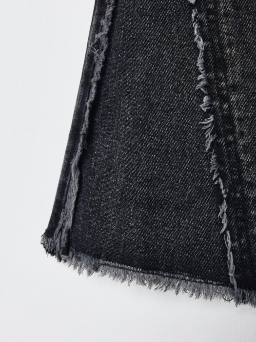 джинсы super wide с бахромой для девочек из хлопка спереди