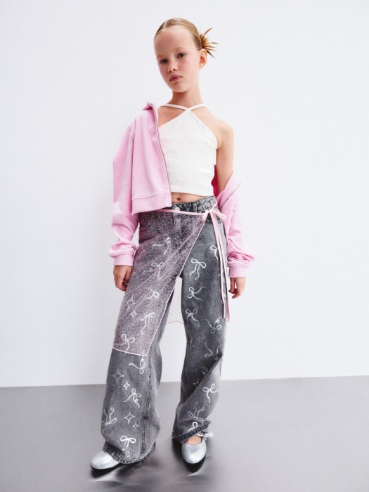 джинсы wide leg с бантиками для девочек 4680798573199 фотография
