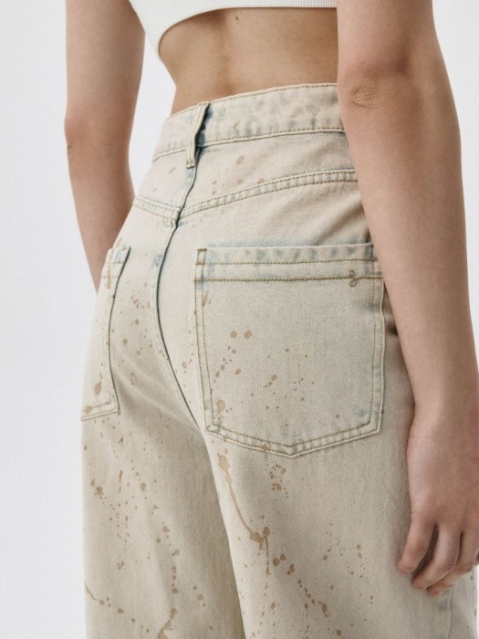 джинсы wide leg с декоративными брызгами из хлопка спереди