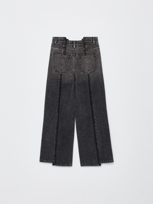 джинсы wide leg с декоративными швами для девочек из хлопка спереди