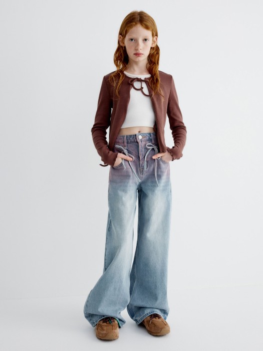 джинсы wide leg с градиентом для девочек от бренда sela вид слева