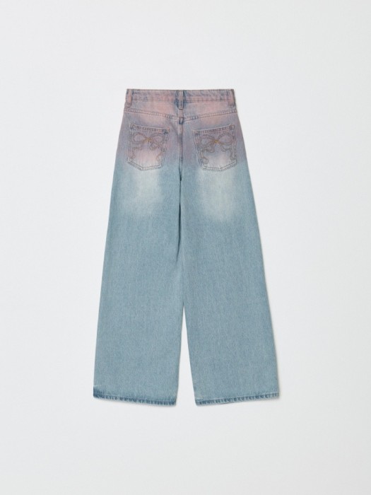 джинсы wide leg с градиентом для девочек из россии вид сбоку