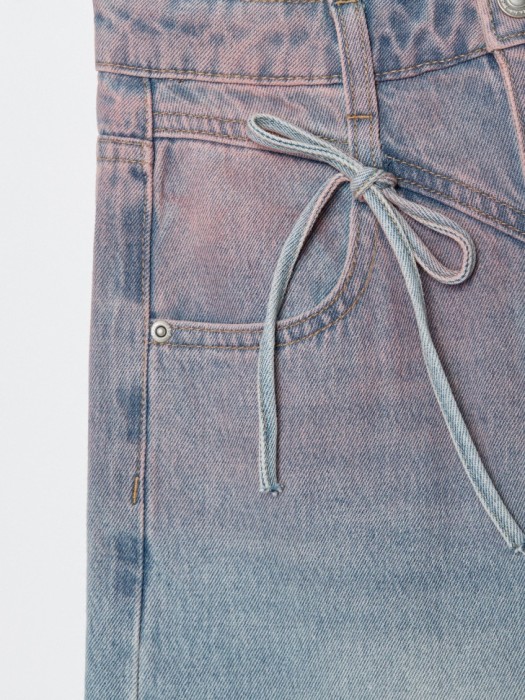 джинсы wide leg с градиентом для девочек из хлопка спереди