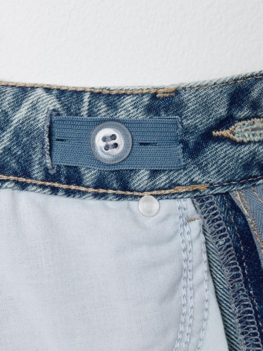 джинсы wide leg с подворотами для девочек из хлопка спереди