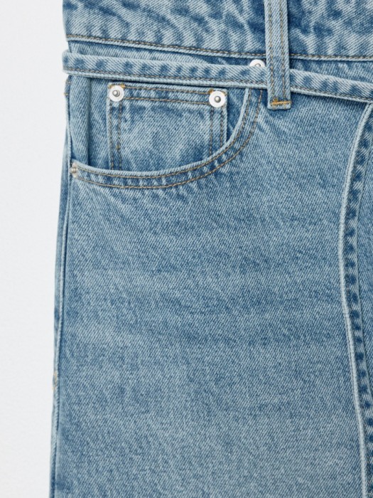 джинсы wide leg с поясом универсального стиля с лицевой стороны